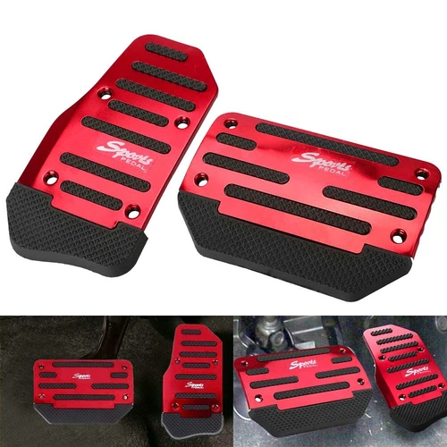 Gas Pedal Pad Cover Red Non Slip Automatic Car Brake Foot Accessories - Foto 1 di 8