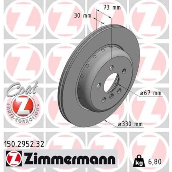 Zimmermann Bremsscheibe Ø330 BelüFtet Hinten Rechts FüR BMW 3Er Touring 5Er F97-image
