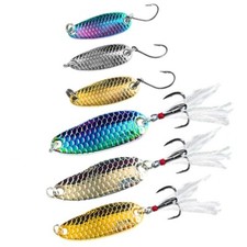 10PCS Metal Spoon Fishing Lures Scale Pattern Stream Freshwater Bass Pike Trout