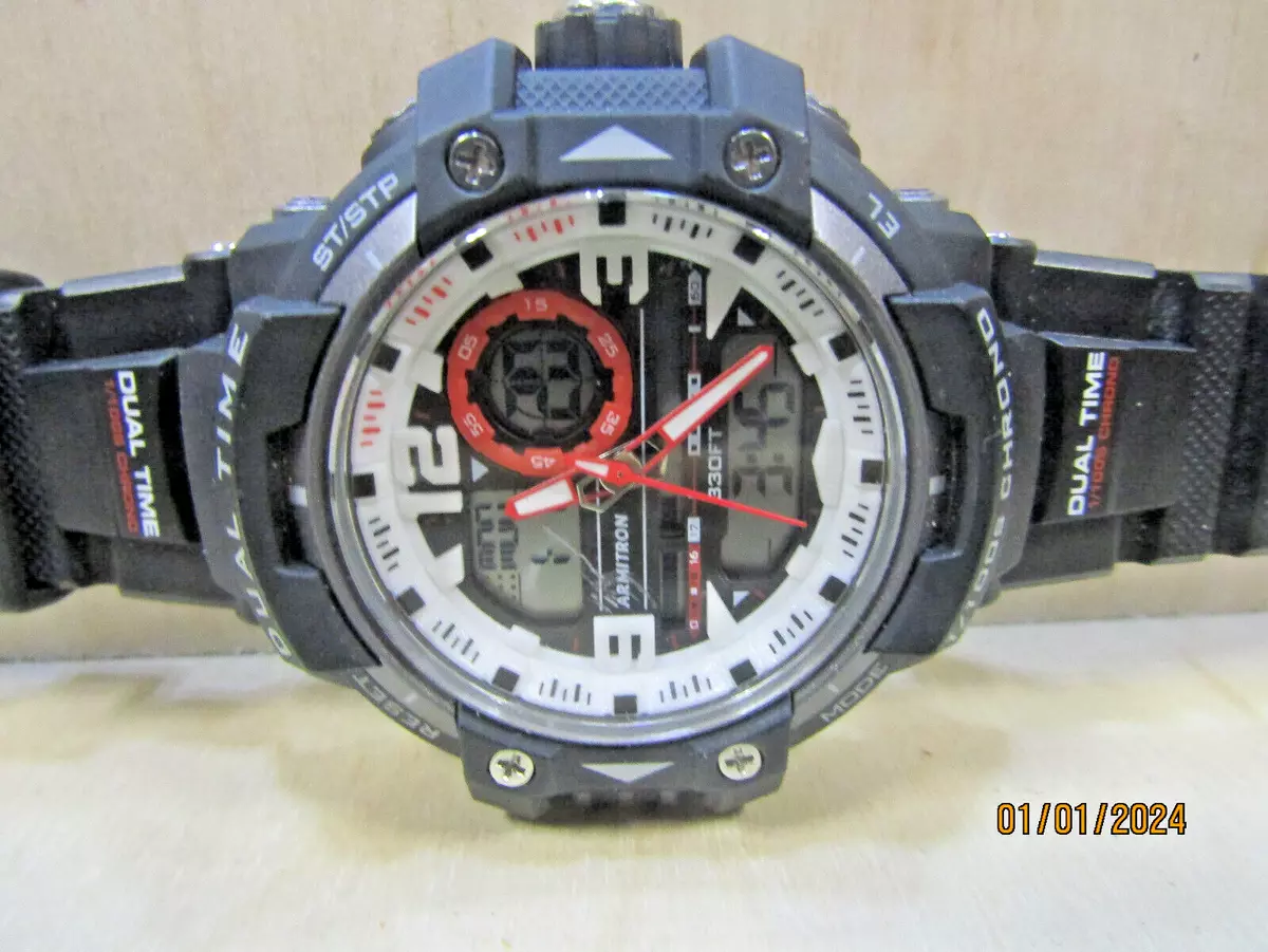 ARMITRON PRO SPORT WORKING DUAL TIME 1 100s CHRONOGRAPH AL21E4 20 5062 Lot F2