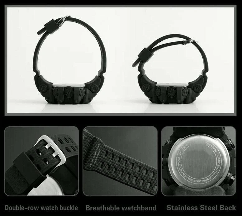 Relojes para hombre cara grande militar ejército caminar deportes digital LED a prueba de golpes Foto 2 de 4