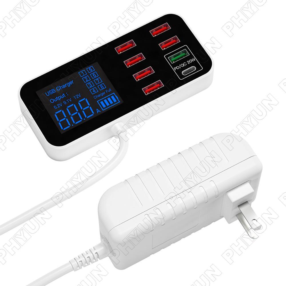 40W Fast Charging Station with 8 USB Ports QC 3.0 and Type C