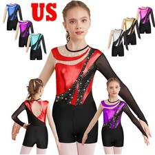 Gymnastics Leotards for Girls Sparkly Ballet Dance Unitards Biketards With Short