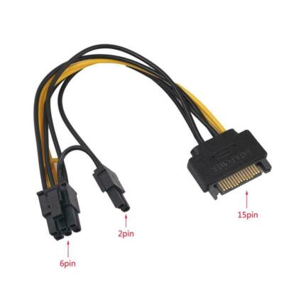 SATA 15 pin Male to 8 pin 6+2 PCI-Express PCIe Video Adapter! Card Graphic  N4D2