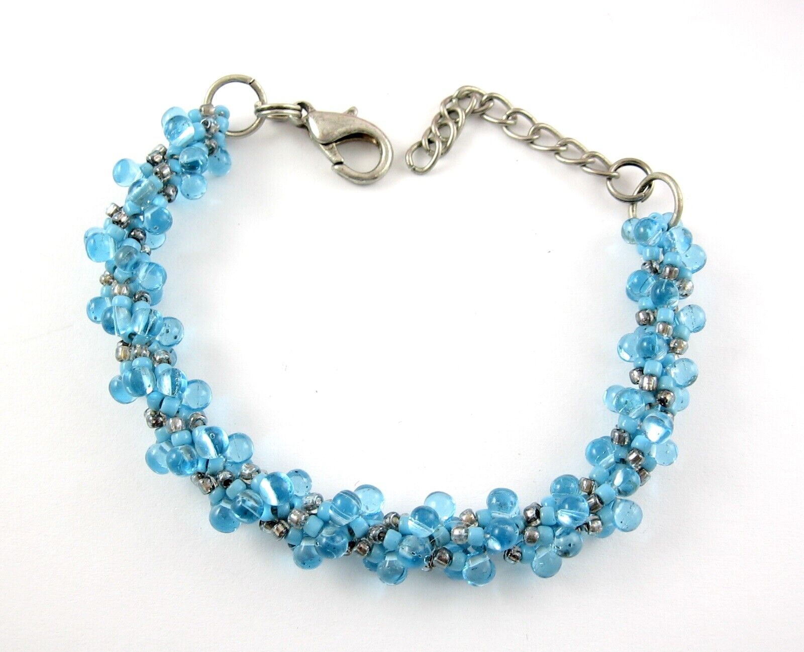Vintage Bracelet TURQUOISE-BLUE Glass Beads Twist… - image 8