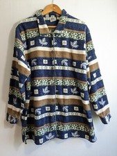 Ladies Vintage Fleece Shirt Plus Size 1x Uk 20 22 Autumnal Crazy Pattern Shacket