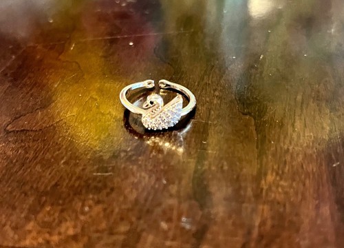 SWAROVSKI DAZZLING SWAN RING GOLD rare Toe ring adjustable crystal gemstone