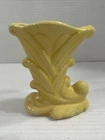 Vintage Shawnee Pottery Cornucopia Vase #835 Yellow ceramic Planter 4.75"
