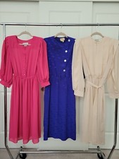Vintage Dress Lot of 3 Pink Blue Cream Color