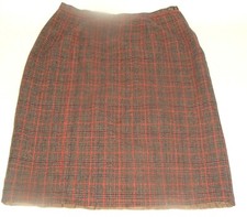 Vintage Skirt Wool Blend Red Tan Plaid A-Line Size 10 29" waist preppy academia