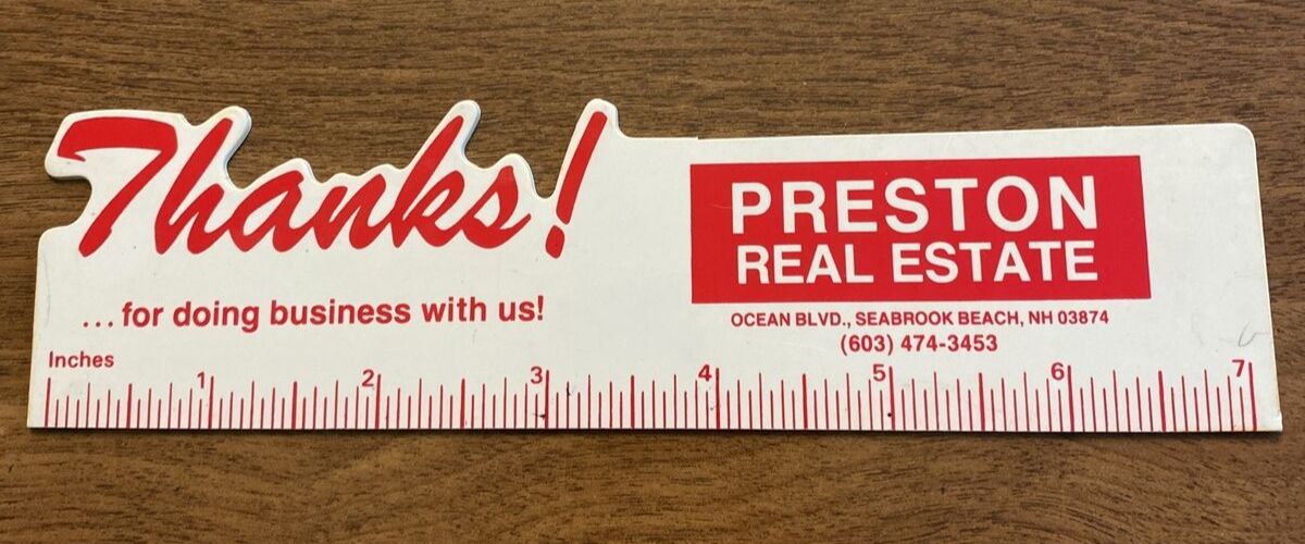 Vintage Preston Real Estate Advertising 7” Ruler Seabrook Beach New