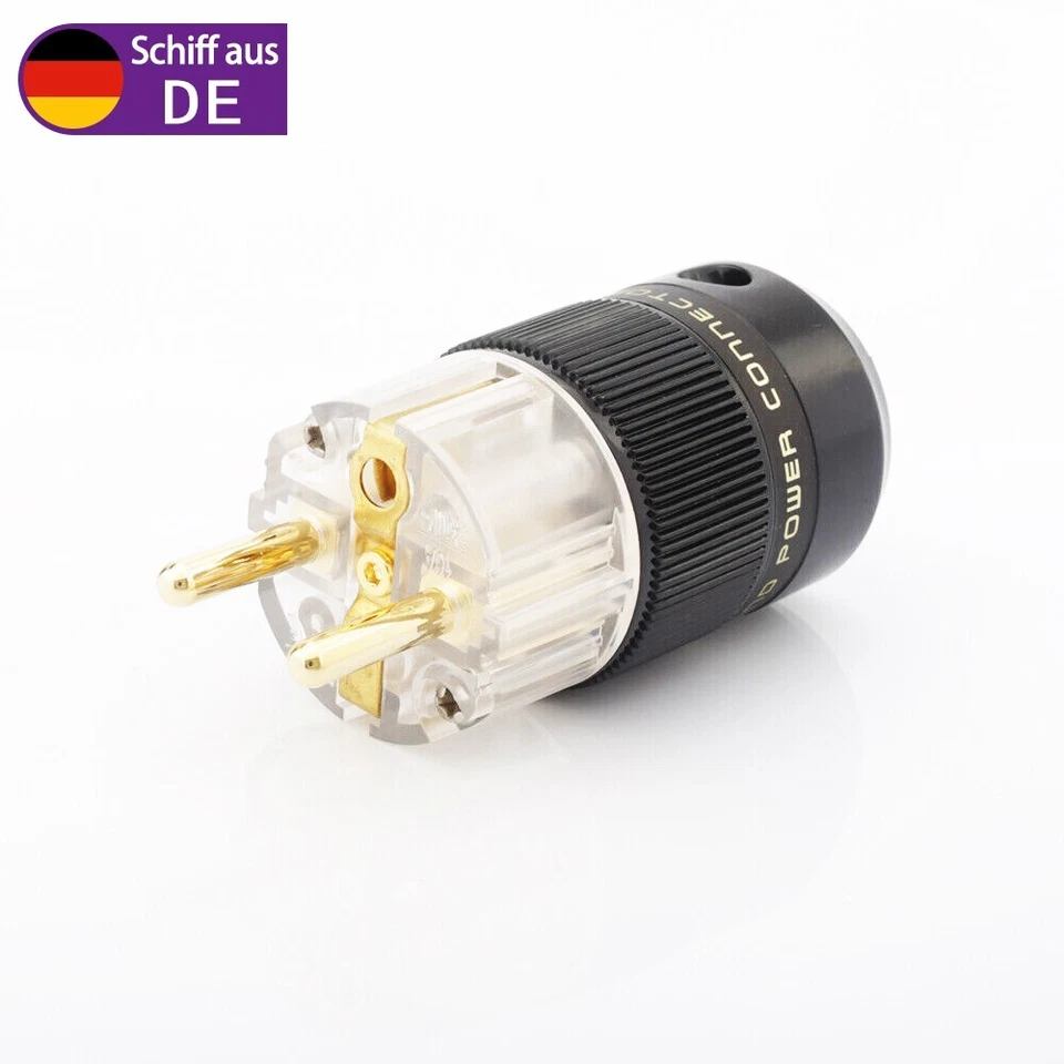 Paar 24K Vergoldet EU Netzteil Schuko HIFI Netzkabel Stecker IEC Adapter - Bild 4 von 4