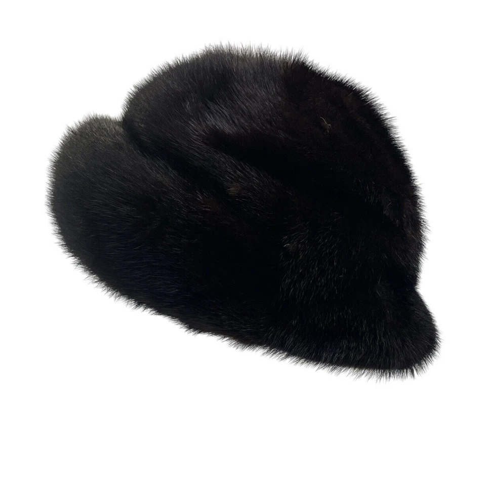 Gorra de rancho de piel de visón marrón vintage Kakas Fur Company para mujer Foto 4 de 4