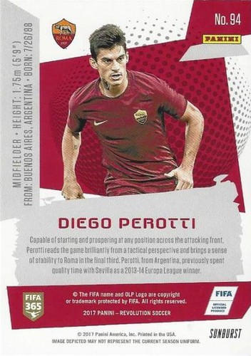 Panini Revolution Soccer 2017 - Sunburst Parallel - AS Roma - (92 - 101) - Imagen 16 de 18