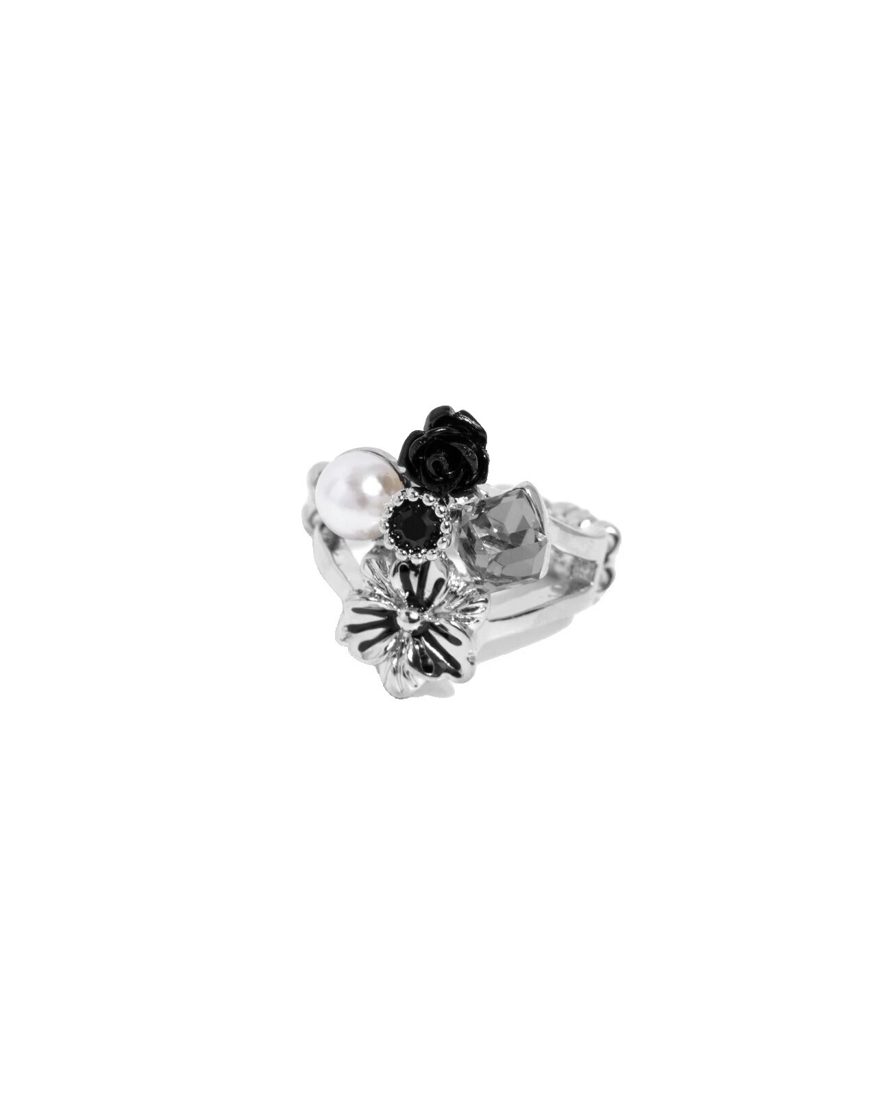 Anillos de Moda Negro Bañado en Plata de resina