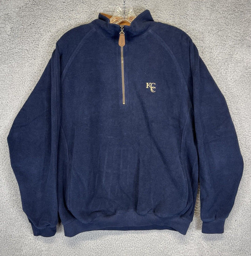Straight Down Sweater Mens Large Blue 1/4 Zip Pullover Long Sleeve Made in USA