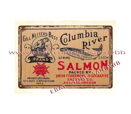 Gill Netters Best Columbia River Salmon Large Astoria, OR metal tin sign