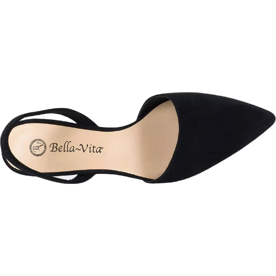 Bella Vita Womens Sarah Black Suede Stretch Kitten Heel Slingback Heels SZ 8.5 N - Image 3 of 4