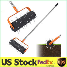 15/18 IN Rolling Lawn Core Aerator,42/52 Spike Soil Penetrator Push Lawn Aeratio