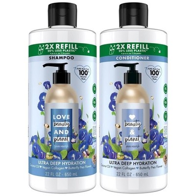 Love Beauty And Planet Shampoo and Conditioner, Coconut Oil & Vegan Collagen,...