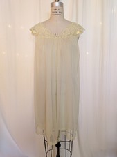 Vintage Butter Yellow Babydoll Nightgown Size M Vanity Fair 1950s Double Layer