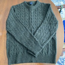 NWOT J. Crew Men  s Cable Knit Dark Green Sweater Size Medium