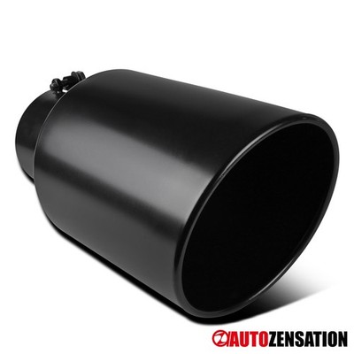 Black 5'' X 8'' X 15'' Stainless Steel Slant Tip Bolt On Diesel Exhaust Tip