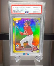 2022 Marcelo Mayer Bowman 1st Edition Yellow Foil #/75 PSA 10 Gem Mint-Red Sox