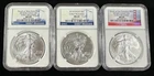 2014-W/P/S $1 American Silver Eagle NGC MS69 EARLY RELEASE 1oz each 3 Coin Set