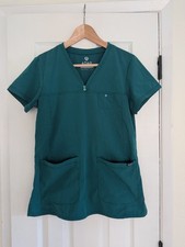Adar Pro Women's Short Sleeve Teal Green Scrubs Top Size Small Front Pockets