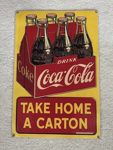 Vintage, Original, 1945 Coca-Cola, Coke, Soda, Hanging Paper Sign, Excellent