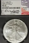2021 NGC MS70 FIRST DAY OF ISSUE LANDING T-2 AMERICAN SILVER EAGLE #B52851