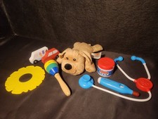 LOT OF 8- Various Melissa Doug Toys- Dog Plush/ Doctor Set/ Wooden Cars/ More