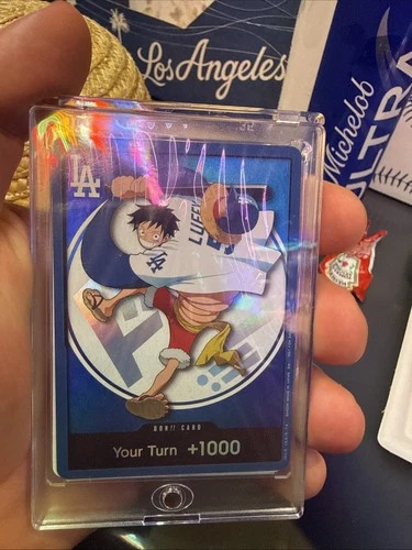 One Piece Night Los Angeles Dodgers Monkey D. Luffy Promo Card In Mag On Hand