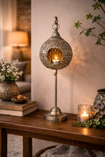 Moroccan Style Hanging Lantern Candle Holder Metal Filigree Lantern