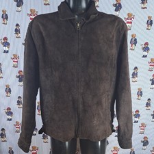 Vintage Tommy Hilfiger chocolate brown full zipper LG casual leather jacket