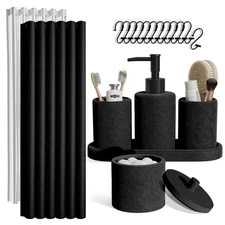 Bathroom Set - Black Bathroom Accessories Set, 19PC Bathroom Accessory Set, B...