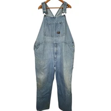 Vintage Walls Denim Overalls 46x32 Light Wash Blue Jean Carpenter 