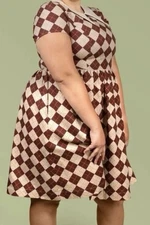 NWT Argyle Dagger Linen Swing Dress By Tuesday Of California Vintage Look Sz 4X