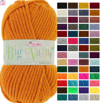 King Cole Big Value Super Chunky Acryl Wolle Garn 100g Knäuel alle Farben