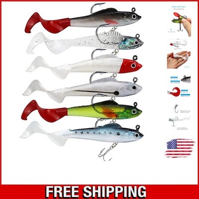 Lures for Bass Fishing - Jig Head Soft Swimbaits in 6 Vivid Colors - 6 Count
