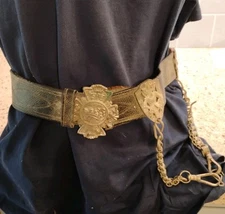 Victorian  Era Knights Of Columbus leather sword belt with hangers *Read*