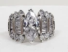 Vintage Designer SETA Sterling Silver Marquise Cut CZ & Bezel Set Accent Size 9