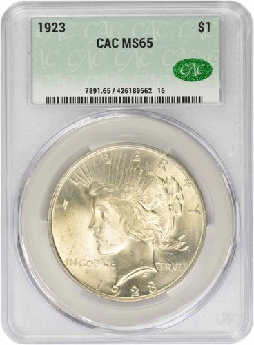 1923 Peace Silver Dollar MS65 CACG