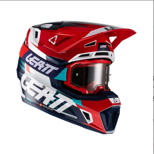 CASCO ENDURO OFFROAD LEATT 7.5 BIANCO ROSSO E BLU CON MASCHERA INCLUSA  OMOLOGATO | eBay