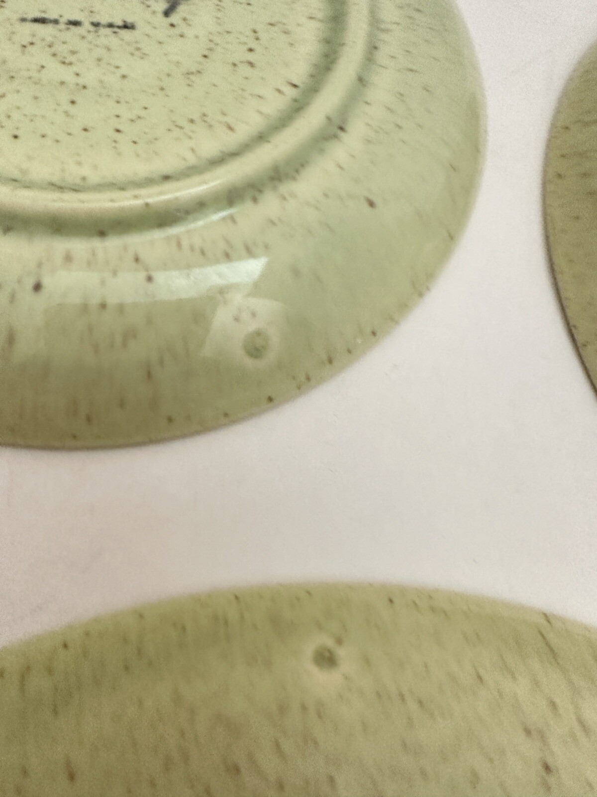 Vintage MCM LAUREL POTTERY CALIFORNIA LIVING Speckled Green 4Piece Place Setting
