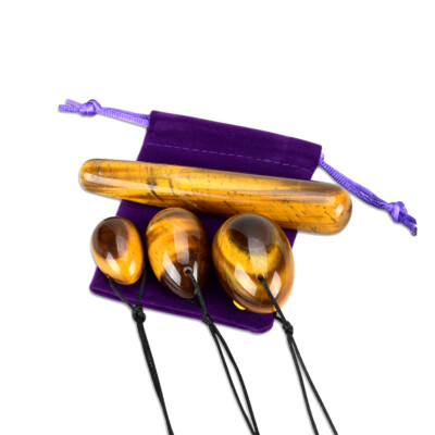 4pcs/set Natural Tiger Eye Yoni Eggs Kegel Exercise + 11cm pleasure wand
