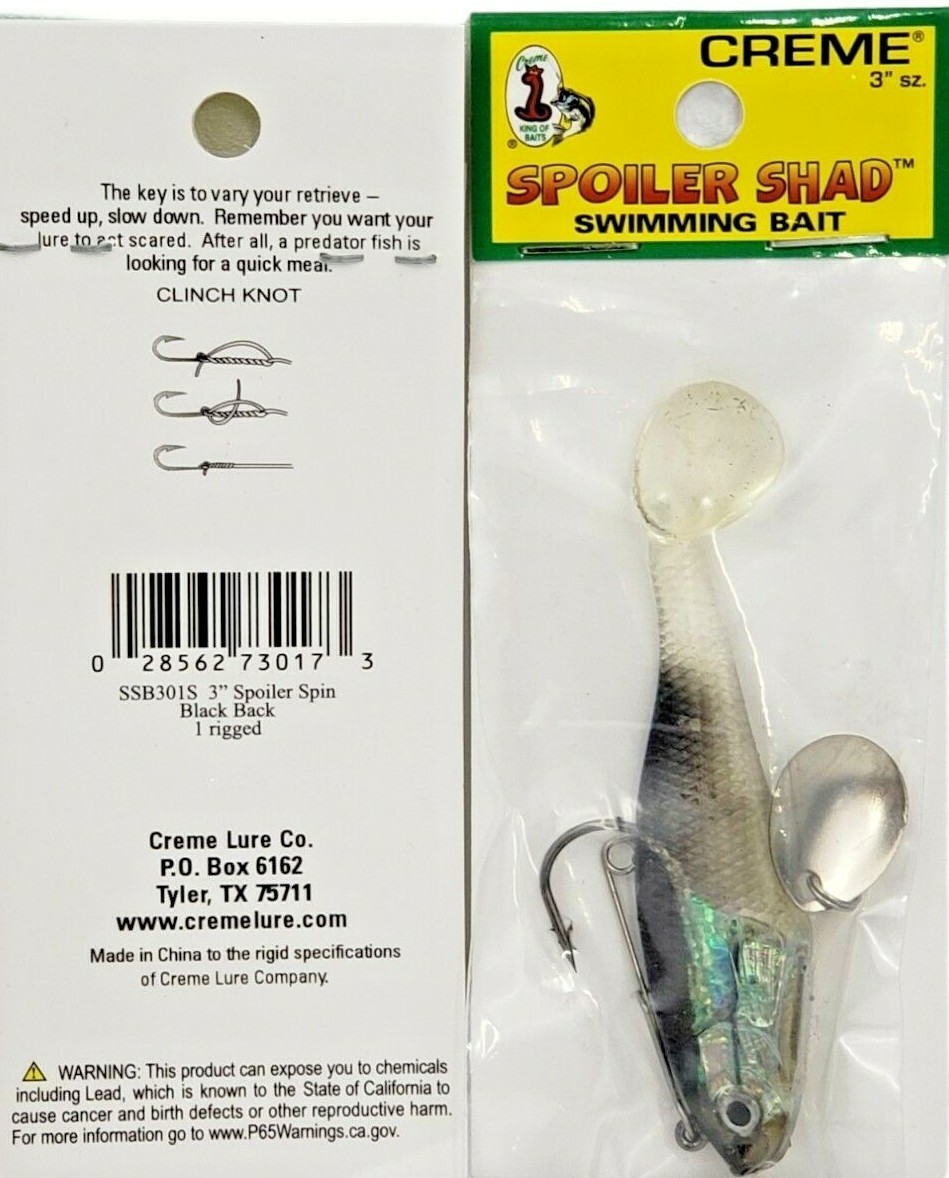 creme fishing lure company Creme Lure Spoiler Spin Shad Swim Bait Lure - Black