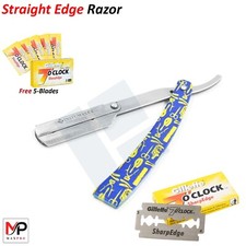 FREE BLADES CLASSIC STAINLESS STEEL STRAIGHT EDGE BARBER RAZOR SALON SHAVING