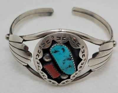 Navajo Teddy Goodluck Jr. Coral Turquoise Small Wrist Shadowbox